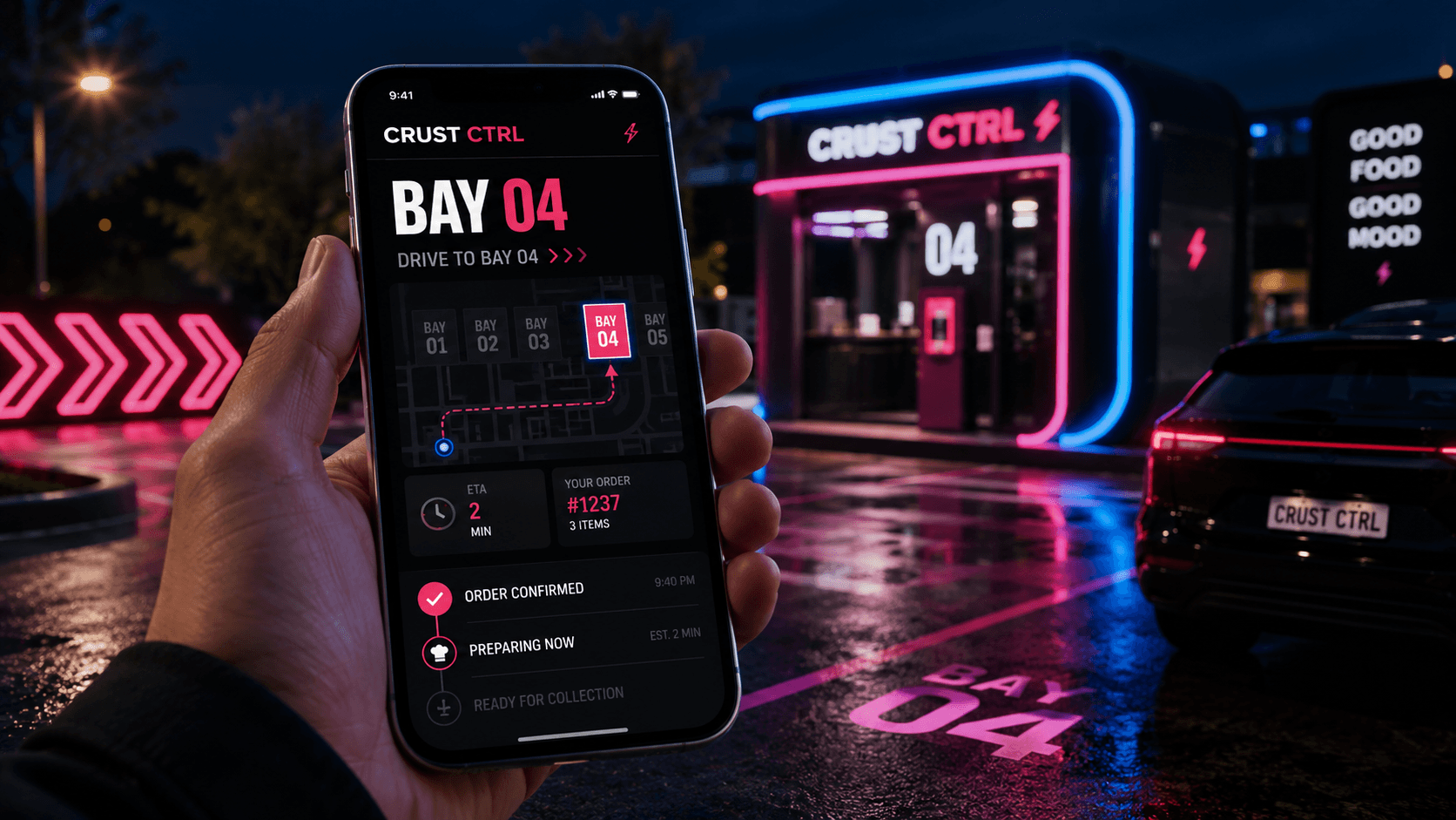 CRUST CTRL app — bay assignment screen